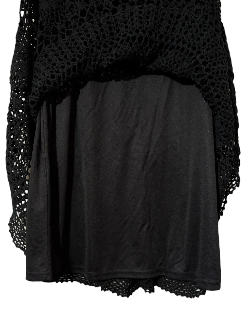 V Cristina Black Crochet A-line Skirt with Flared Hem
